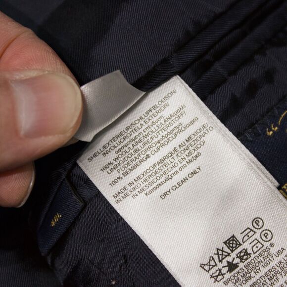 Brooks Brothers 346 Classic Navy Blue Blazer Gold Buttons 100% Wool Men Size 48L - Picture 14 of 15